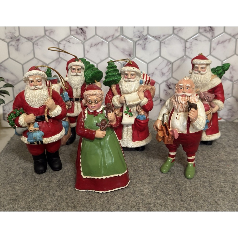 VTG Santa Claus Christmas Ornaments Lot Of 6